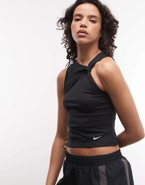 Nike one tank top in black with shoulder detail - view 1
