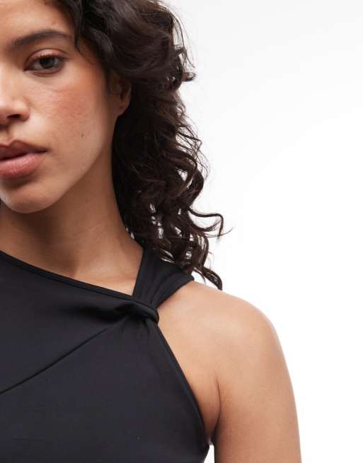Nike one tank top in black with shoulder detail, 2 of 4