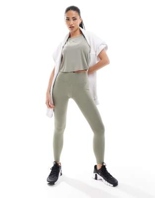 Nike - One Training - 7/8-Leggings in Khaki mit hohem Bund-Grün