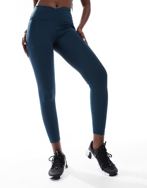 Nike – One Training – 7/8-Leggings in Marineblau mit hohem gewickeltem Bund, 5 von 5