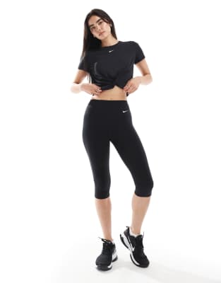 Nike One Training - Caprilegging met hoge taille in zwart - view 1