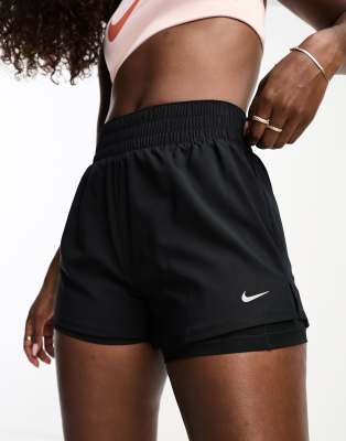 Nike - One Training Dri-FIT - 2-in-1-Shorts in Schwarz mit hohem Bund, 3 Zoll Schrittlänge