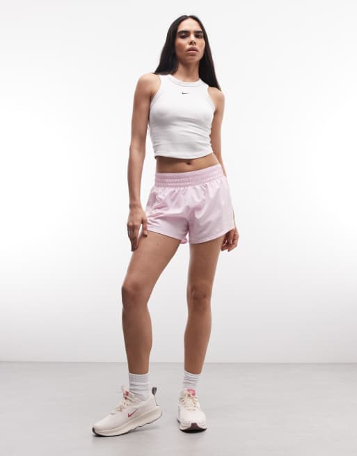 Nike One Training Dri-Fit 3 inch shorts in light pink , 2 of 5