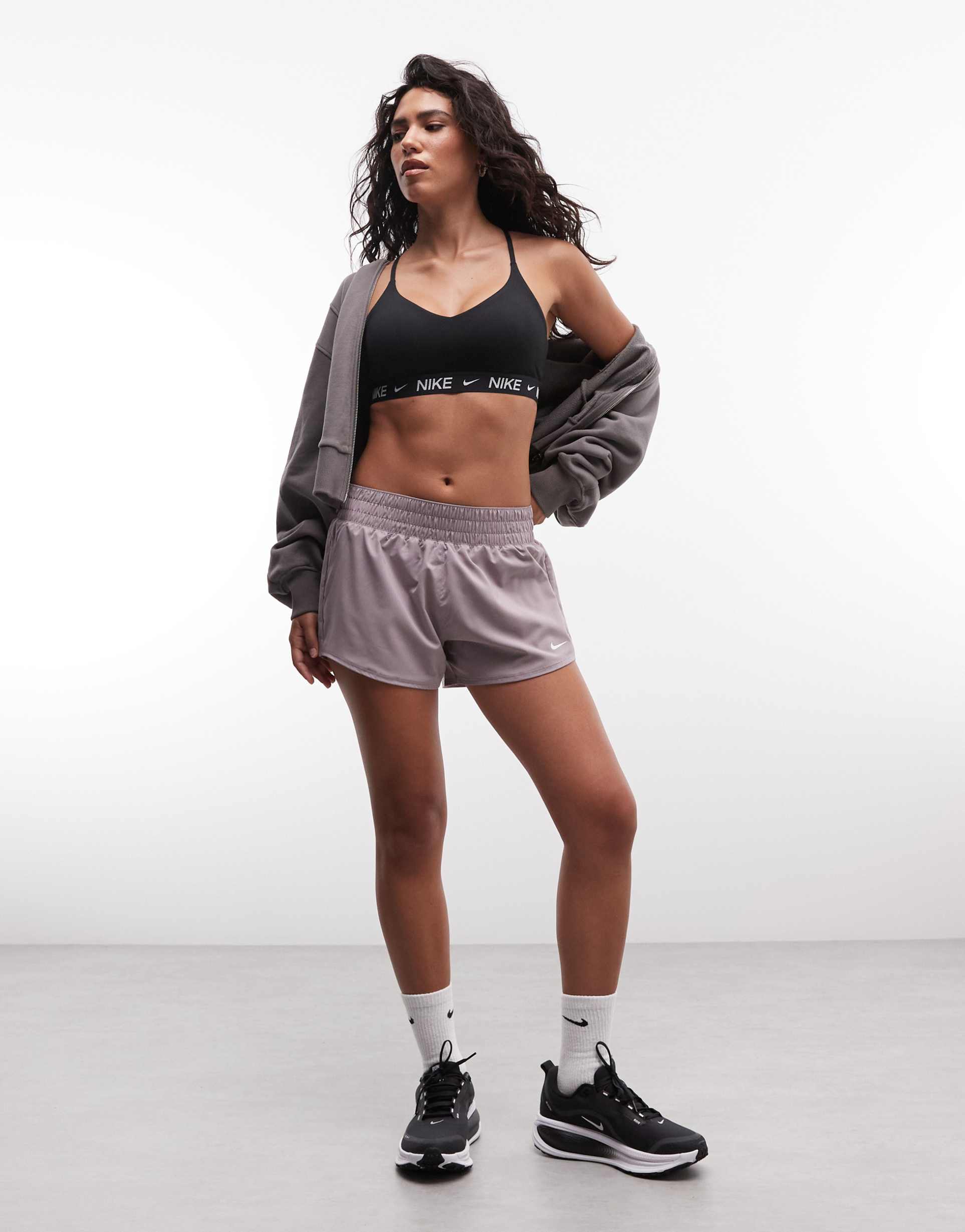 nike one training dri-fit 3-inch shorts in lilac