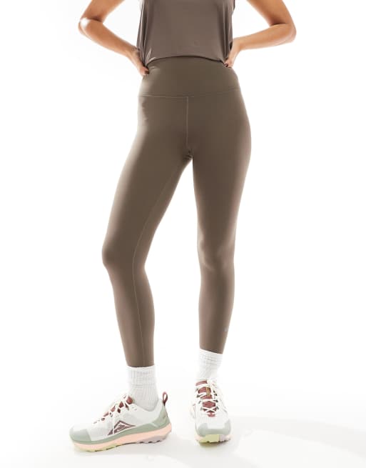 Nike – One Training Dri-FIT – 7/8-Leggings in Braun mit hohem Bund