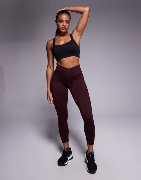 Nike One Training Dri-FIT 7/8 leggings in burgundy - view 1