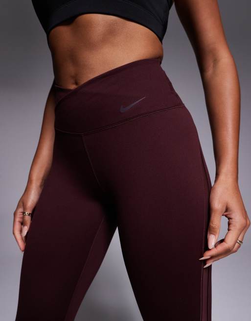 Nike One Training Dri-FIT 7/8 leggings in burgundy