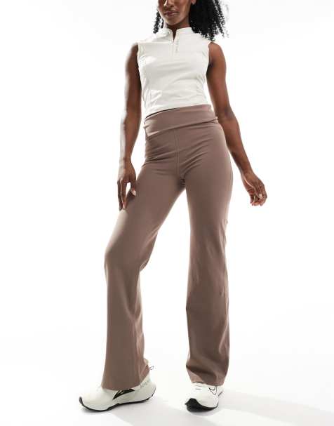 Nike One Training Dri-FIT high waisted foldover leggings in brown