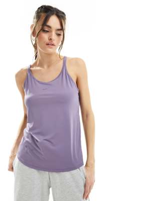 Nike One Training Dri-Fit classic strappy tank top in purple-Blue