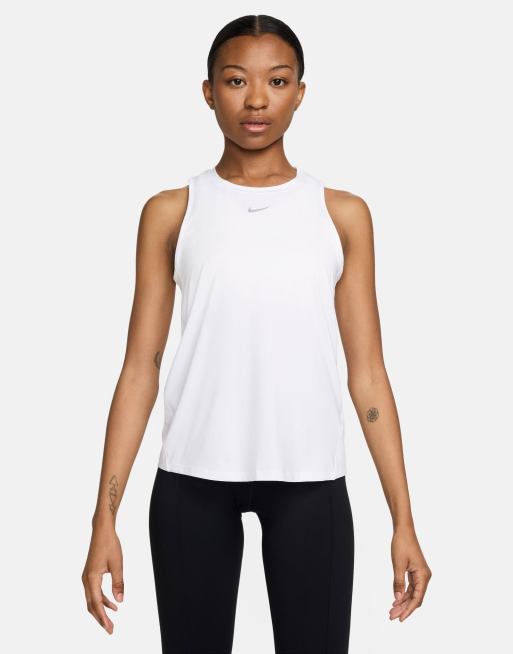 Nike One Training Dri Fit classic tank top in white ASOS