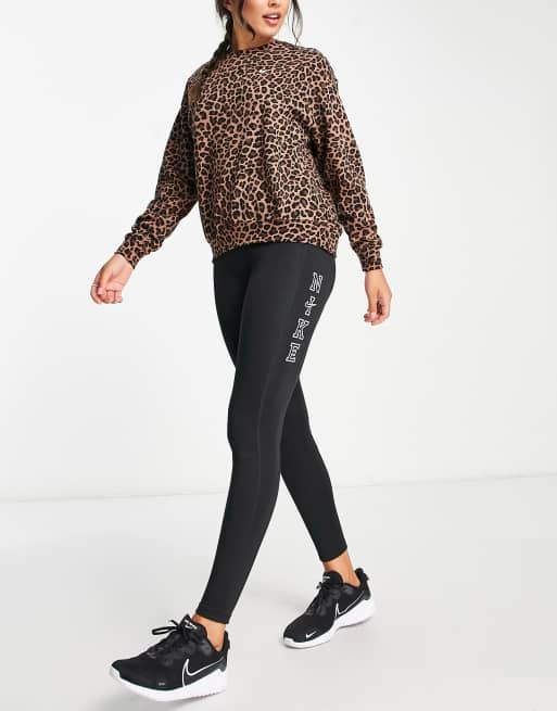 Nike One Leopard Print Leggings in Black