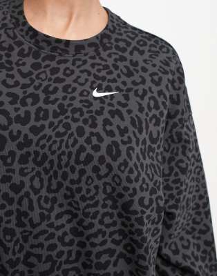 Nike One Training dri fit crewneck sweatshirt in black leopard ASOS