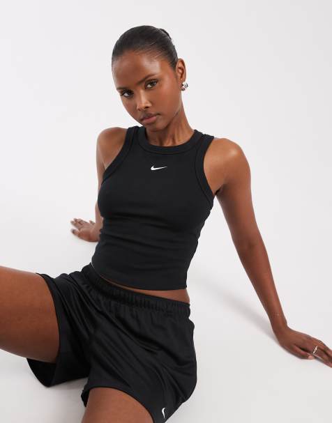 Nike One Training Dri-Fit cropped tank top in black 