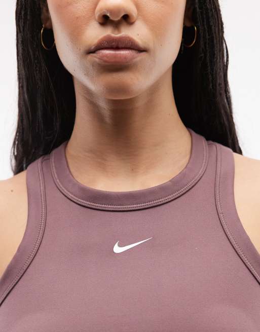 Nike One Training Dri-Fit cropped tank top in brown  , 3 of 4