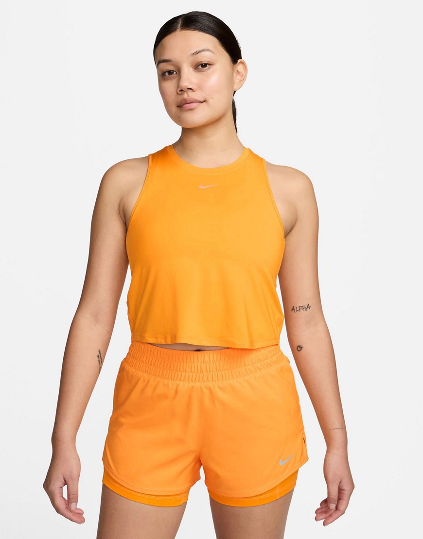 Nike One Training Dri-fit Cropped Tank Top In Yellow