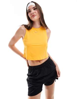 Nike One Training Dri-Fit cropped tank top in yellow