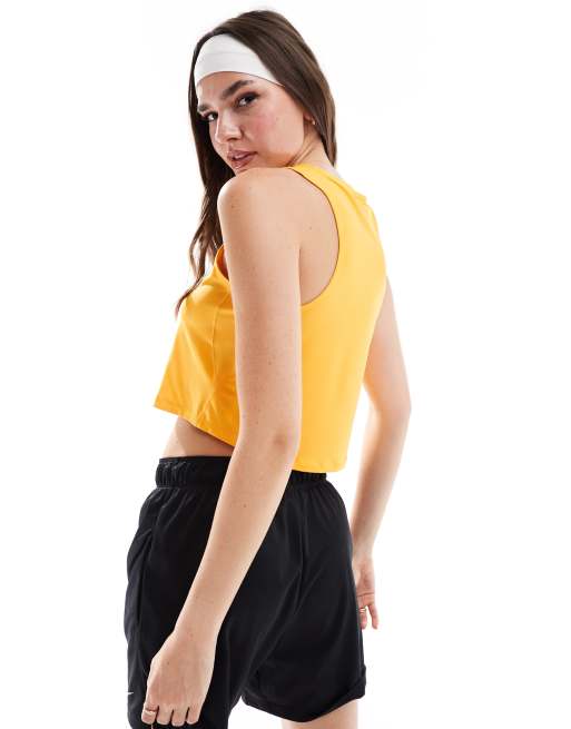 Nike One Training Dri Fit cropped tank top in yellow