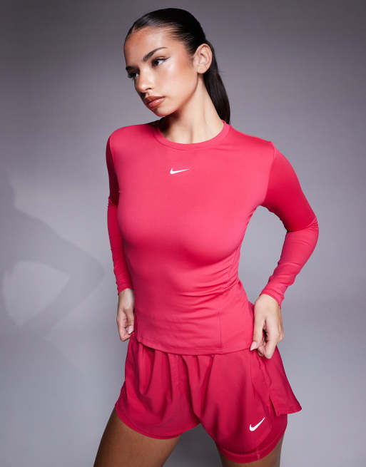 Nike One Training Dri-FIT fitted longsleeve top in pink