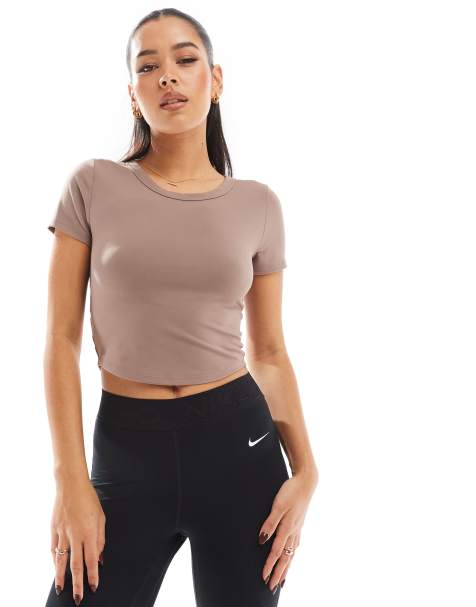 Nike One Training Dri-FIT fitted t-shirt in brown - view 1