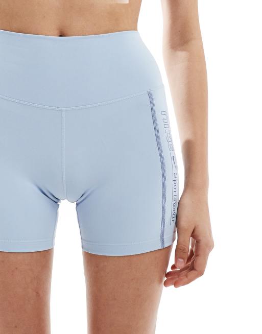 Nike - One Training Dri-FIT Gym Life - Pantaloncini da 5" azzurri a vita alta con logo, 4 di 5