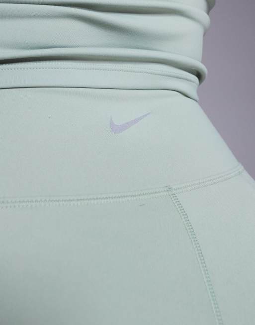 Nike One Training Dri-FIT Gym Life Swoosh high waisted 5 inch shorts in khaki, 5 of 5