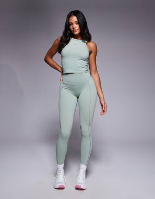 Nike One Training Dri-FIT Gym Life Swoosh high waisted leggings in khaki-Green