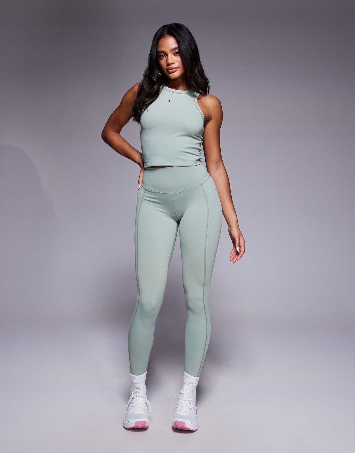 Nike One Training Dri-FIT Gym Life Swoosh high waisted leggings in khaki