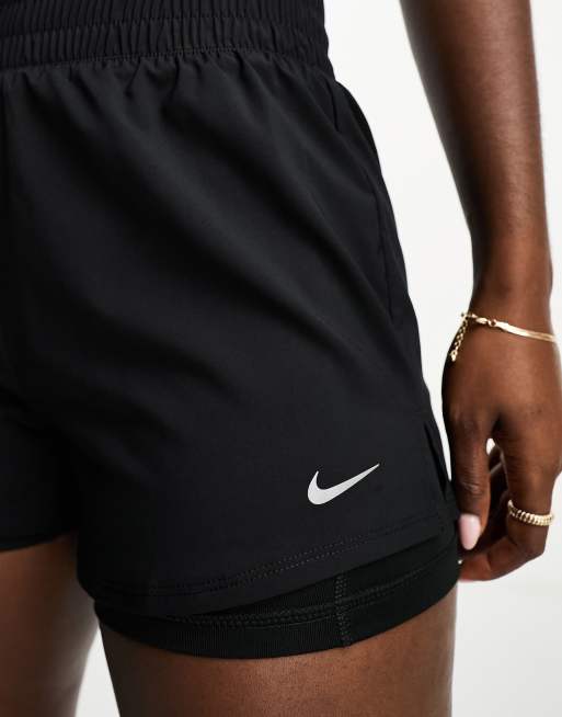 Nike One Training Dri FIT high rise 3 inch 2in1 shorts in black ASOS