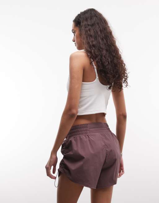 Nike One Training Dri-FIT high rise 5 inch shorts in brown , 3 of 5