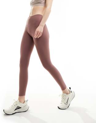 Nike Training Nike One Training Dri-Fit high rise 7/8 leggings in smokey mauve-Brown