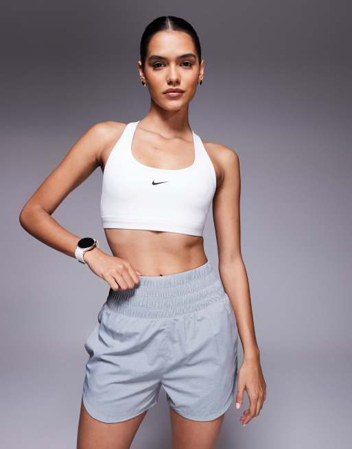 Nike One Training Dri-FIT high waist 3-inch shorts in gray , 3 of 5