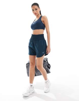 Nike Training Nike One Training Dri-FIT high waisted 3 inch shorts in navy