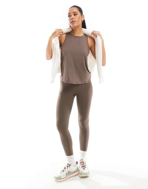 Nike One Training Dri-FIT high waisted 7/8 leggings in brown - view 1
