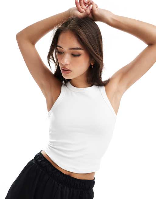Nike One Training - Dri-FIT - Hvid figursyet cropped tanktop