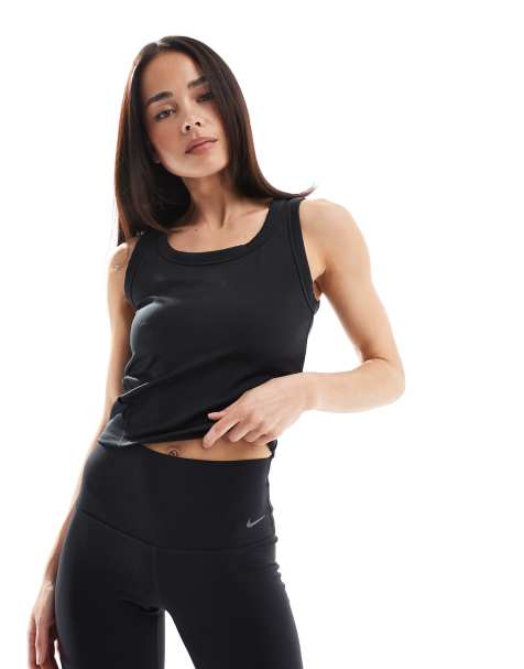 Nike One Training Dri-FIT key hole fitted vest in black - view 1