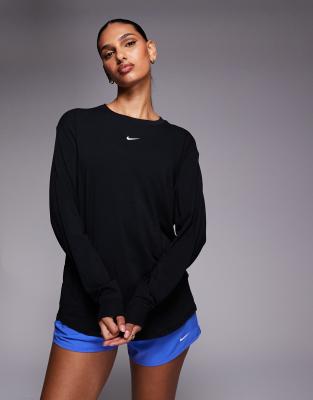 Nike - One Training Dri-FIT - Langärmliges Shirt in Schwarz mit lockerem Schnitt