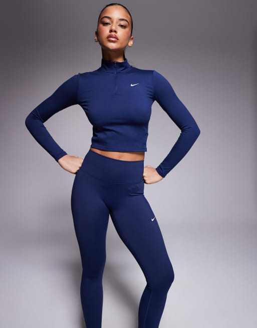 Nike - One Training - Dri-FIT - Legging met naadloze voorkant en hoge taille in marineblauw, 5 van 5