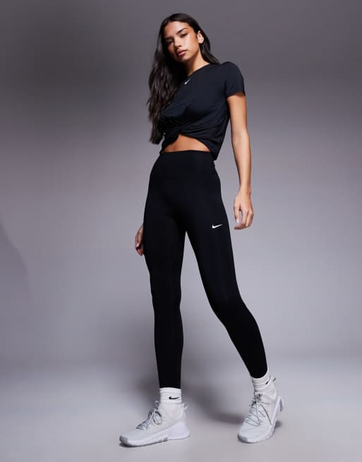 Nike - One Training - Dri-FIT - Legging met naadloze voorkant en hoge taille in zwart, 2 van 5