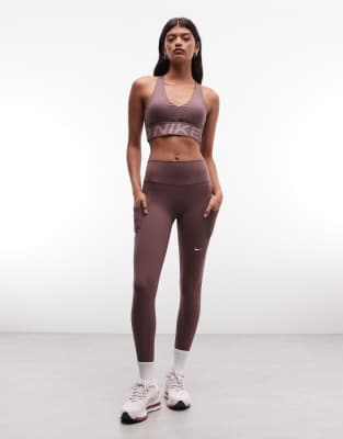 Nike One Training Dri-fit Leggings In Brown