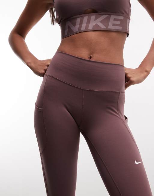 Nike One Training Dri-FIT leggings in brown, 3 of 5