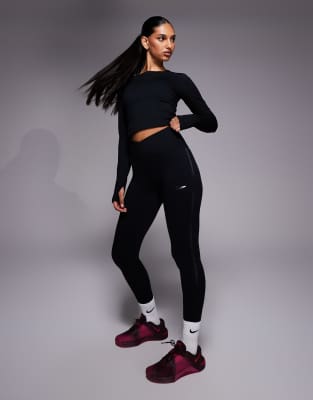 Nike - One Training Dri-FIT - Leggings in Schwarz mit gewickeltem Bund