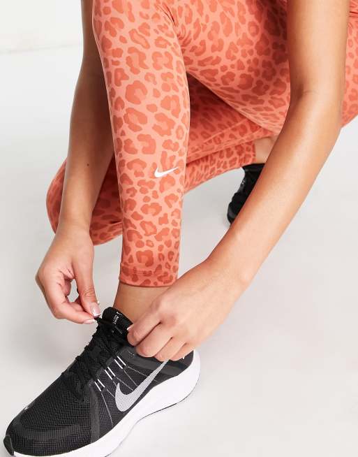 Nike Dri Fit Nike Tights Leopard Print Nike One Training Dri-FIT Leopard  Print High Rise Leggings In Pink