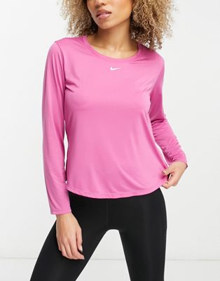 Nike One Training dri fit long sleeved top in cosmic pink