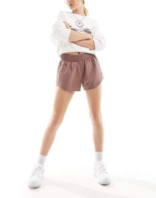 Nike Training Nike One Training Dri-FIT mid rise 3 inch brief lined shorts in dusty pink-Blue