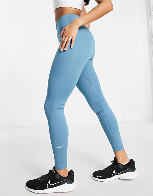 Nike - One Training - Dri-FIT - Mid Rise-leggings i blågrøn