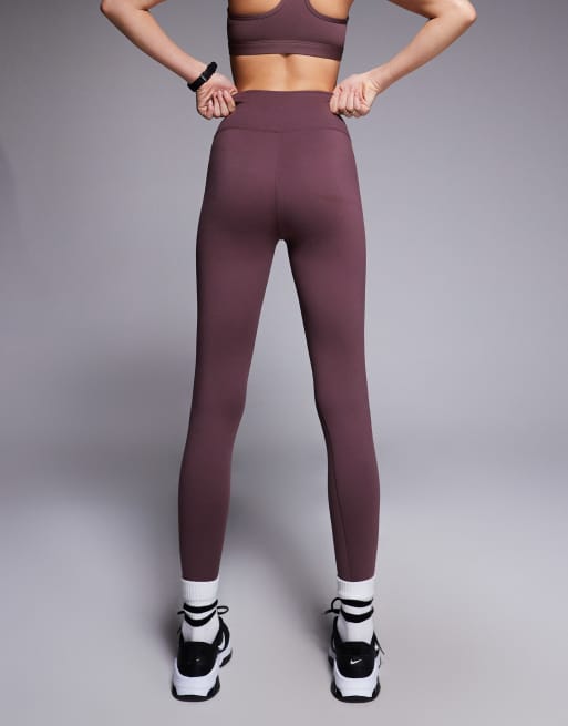 Nike One Training - Dri-FIT - Mørkelilla 7/8-leggings med slå om-talje, 4 af 5