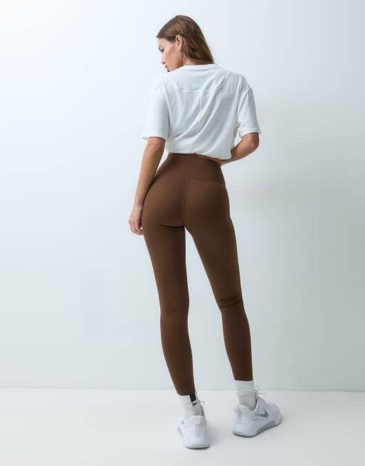 Nike One Training Dri-FIT naadloze leggings met hoge taille in bruin, 4 van 5