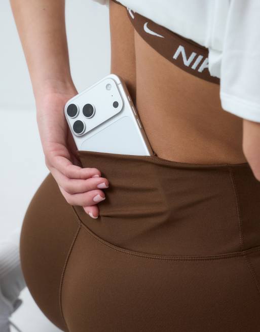 Nike One Training Dri-FIT nahtlose Leggings mit hoher Taille in Braun, 5 von 5