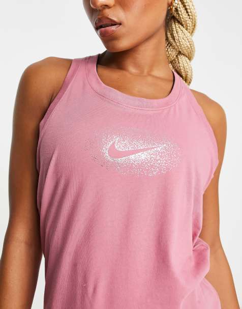 Nike – One Training – Dri-FIT – Rosa linne med glittrigt tryck - view 1