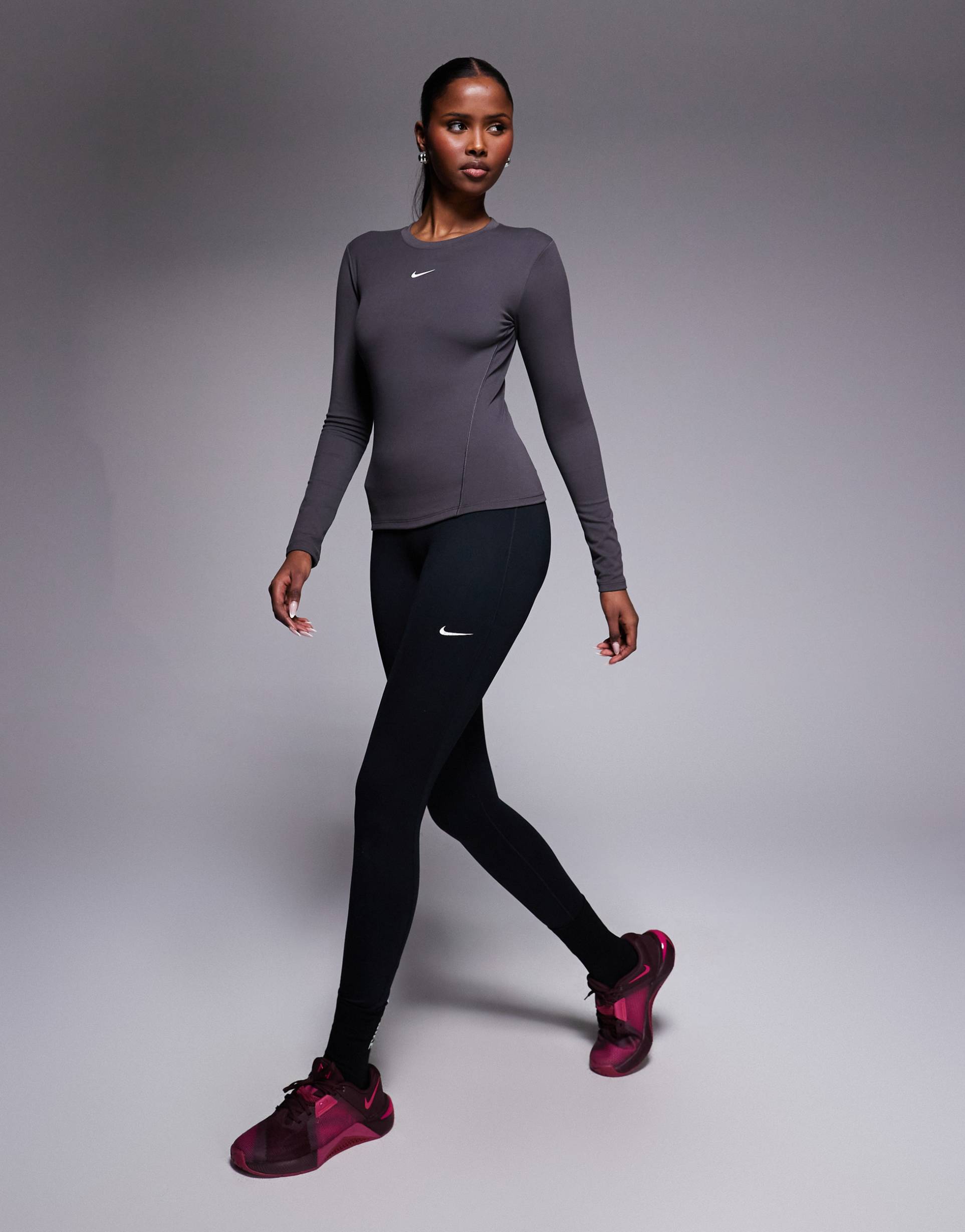nike one training dri-fit seamless front high waisted leggings in black